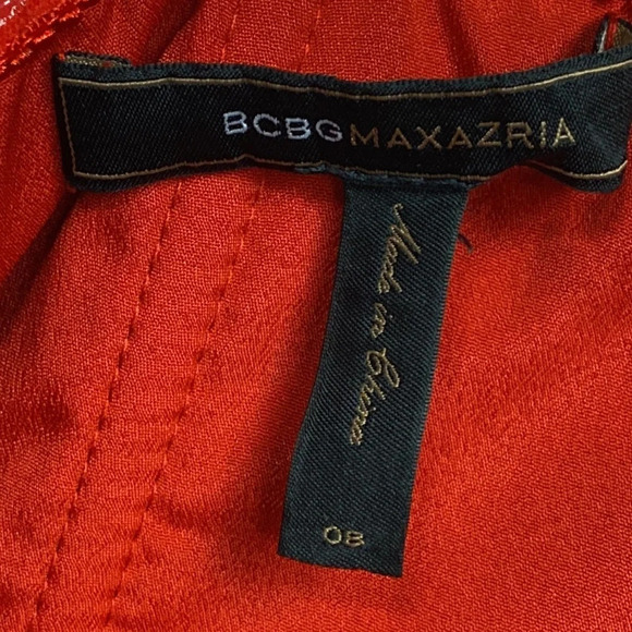 Bcbgmaxazria Jewel Red Satin Palais One Shoulder W/Pleated Bow Mini Dress Size 8 - Picture 8 of 9